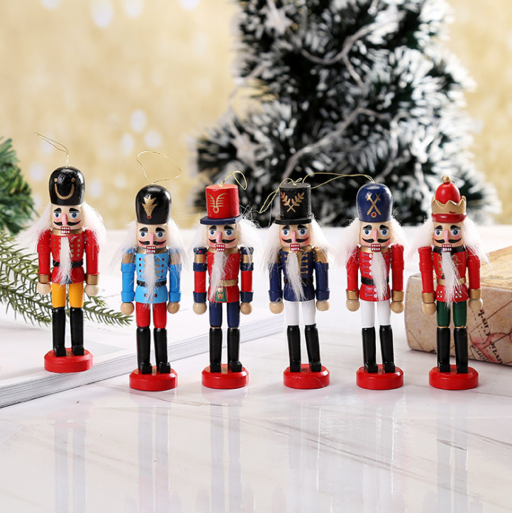 1 set of the latest model = 6 Christmas decorations, Nutcracker, Wooden Puppets, 12CM Tin Soldier Free shipping
