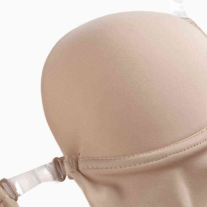 Women Seamless Backless Bodysuit Underwear Sexy Lingerie Invisible Bra Slimming Body Shaper Plunge Deep Cut Bras Strap Brassiere 211116