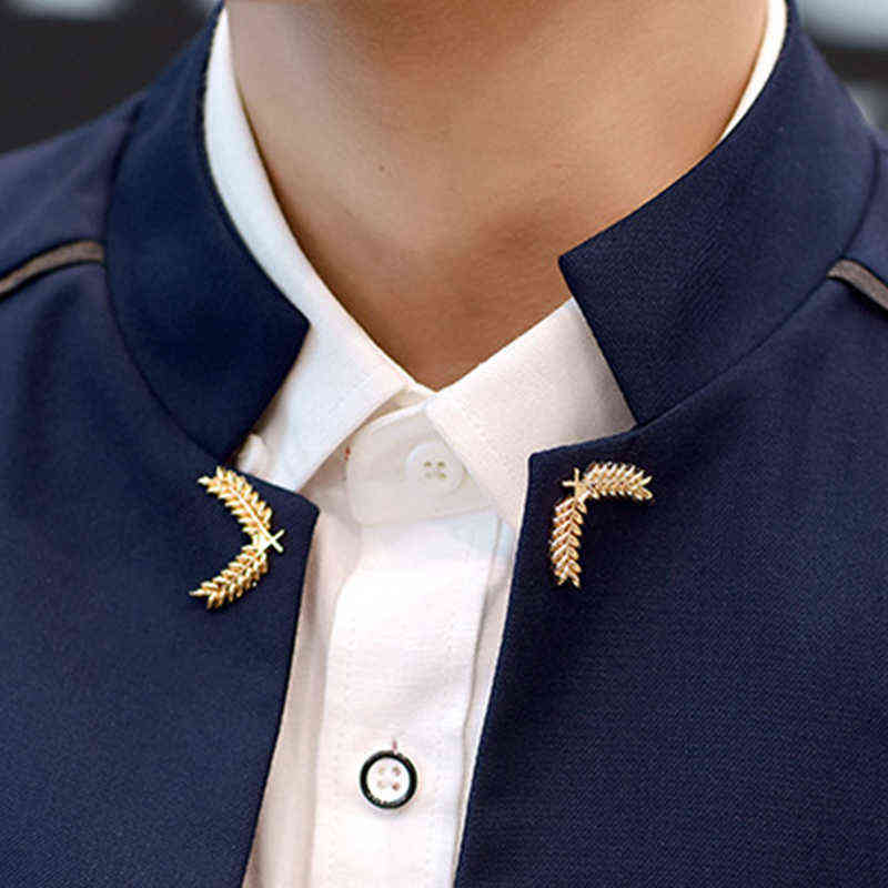 Stand Collar Men Casual Blazers Three-Buttons Suit Jacket Wheat Stalks Embellished Spring Mens Chinese Style Blazer 211120