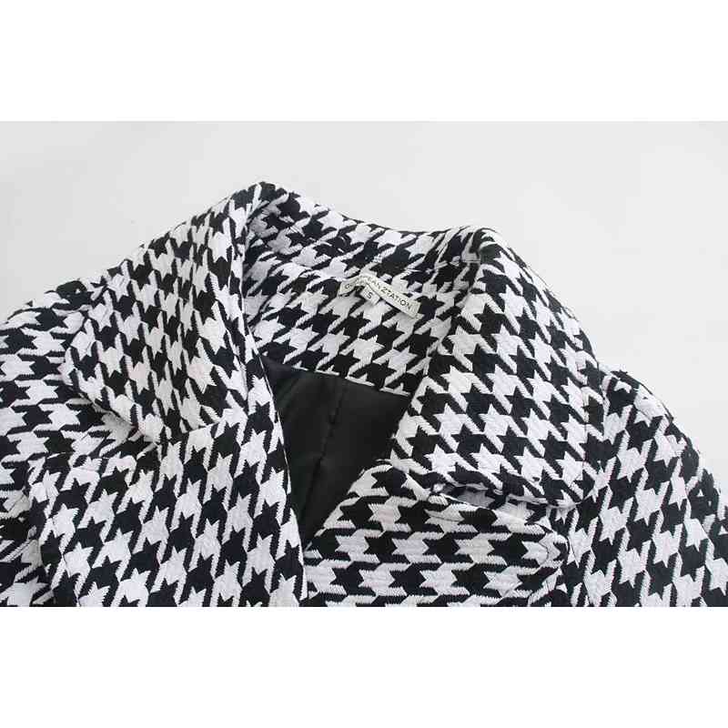 fashion houndstooth women coats autumn bow belt ladies jackets casual female long loose gilrs chic jacket 210430