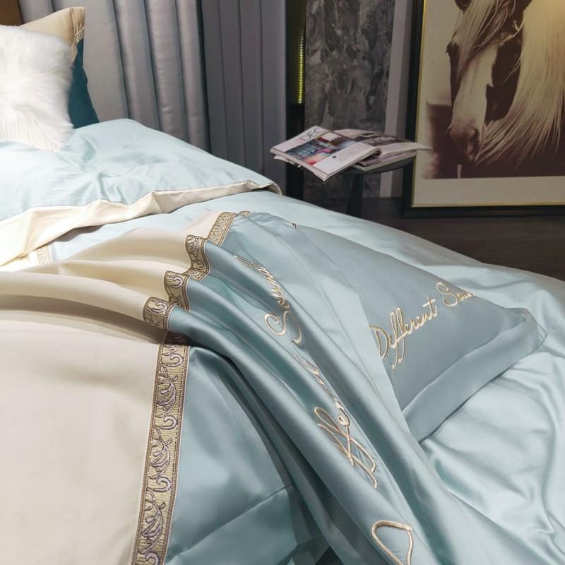 4Pcs 1000TC Long-staple Cotton Stitching Gold Embroidered Patchwork Duvet Cover Bedding Set Bed Sheet Pillowcases Queen King Sets