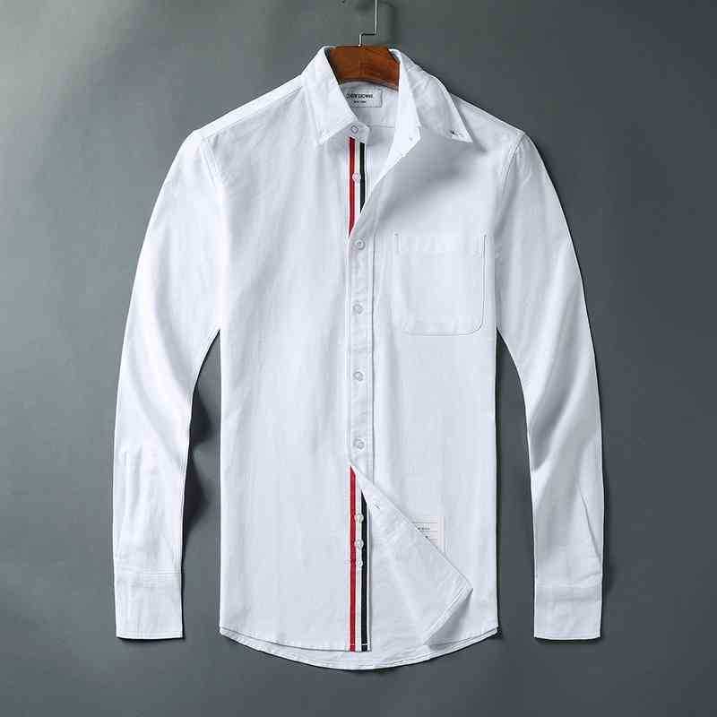 2021 Fashion TB THOM Brand Shirts Men Slim White Long Sleeve Casual Shirt Turn Down Collar Oxford Striped Solid Men's Clothing, Blue 
2021 Fashion TB THOM Brand Shirts Men Slim White Long Sleeve Casual Shirt Turn Down Collar Oxford Striped Solid Men's Clothing, Blue