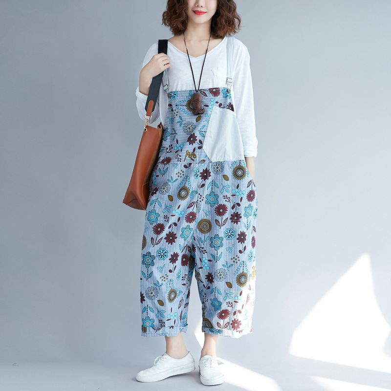 Johnature Ankle-length Pants Casual Jumpsuits Loose Print Overalls Pockets Rompers Flower Fashion Patchwork Women Jumpsuit 210521, Purple
Johnature Ankle-length Pants Casual Jumpsuits Loose Print Overalls Pockets Rompers Flower Fashion Patchwork Women Jumpsuit 210521, Purple