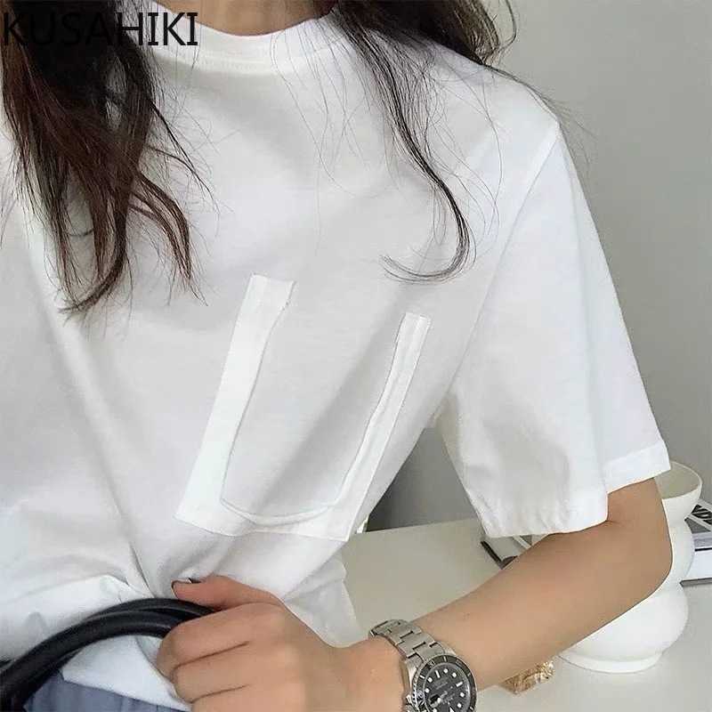 KUSAHIKI Korean Patchwork Elegant Woman T Shirts Summer Short Sleeve O-neck Graphic Tees Causal Solid T Shirt 6H041 210602, White
KUSAHIKI Korean Patchwork Elegant Woman T Shirts Summer Short Sleeve O-neck Graphic Tees Causal Solid T Shirt 6H041 210602, White