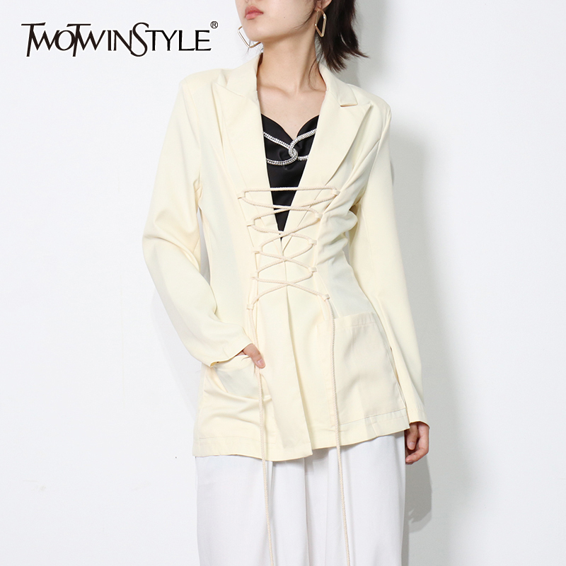 Bandage Cross Blazer For Women Notched Long Sleeve Casual Patchwork Pocket Blazers Female Clothing Fashion 210524, Rosered
Bandage Cross Blazer For Women Notched Long Sleeve Casual Patchwork Pocket Blazers Female Clothing Fashion 210524, Rosered
