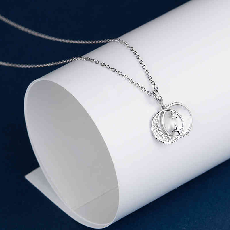 Korean Fashion Personalized Collarbone Chain Women's s 925 Silver Cold Wind Pendant Simple Moon Star Temperament Necklace