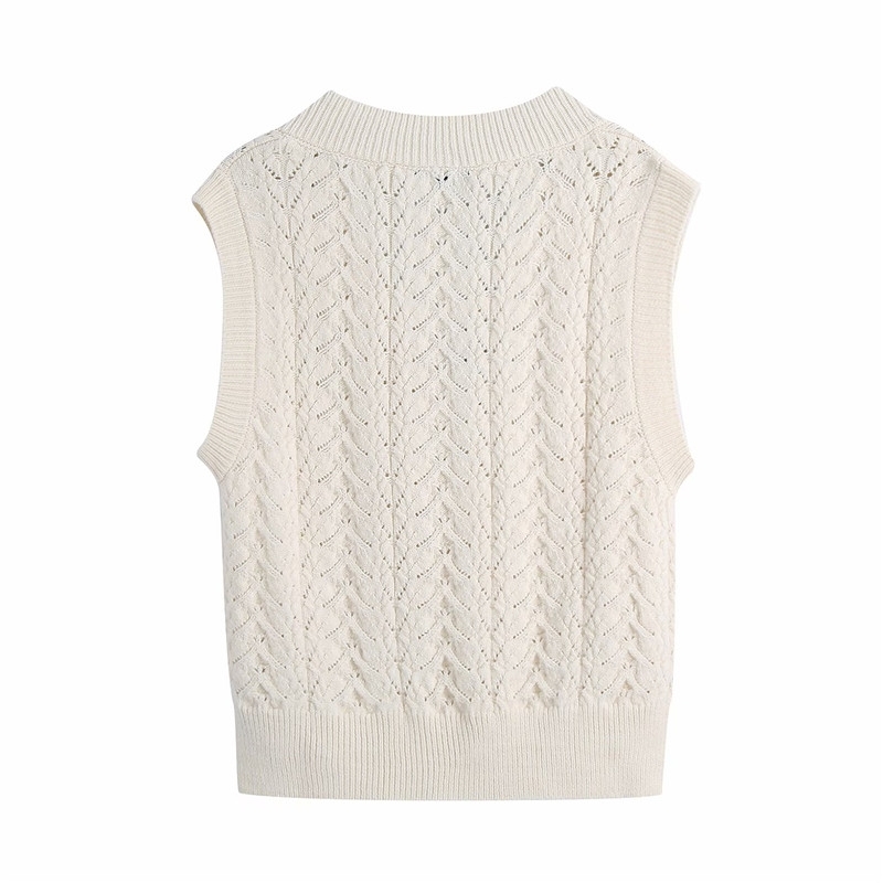 Sweet Women Solid Sweater Vest Fashion Ladies Pearl Knitted Tops Elegant Female Chic White V-Neck Pullovers 210430