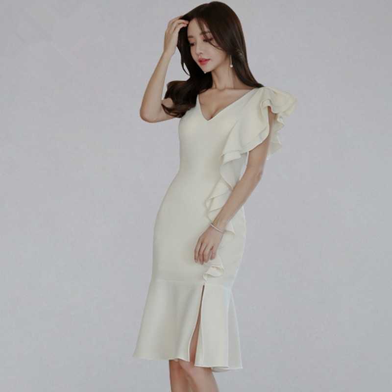 Summer Ruffles Mermaid Bodycon Dress Women Solid Color Elegant Tank Dresses OL Special Occasion Fitted Vestidos 210525, Picture color
Summer Ruffles Mermaid Bodycon Dress Women Solid Color Elegant Tank Dresses OL Special Occasion Fitted Vestidos 210525, Picture color