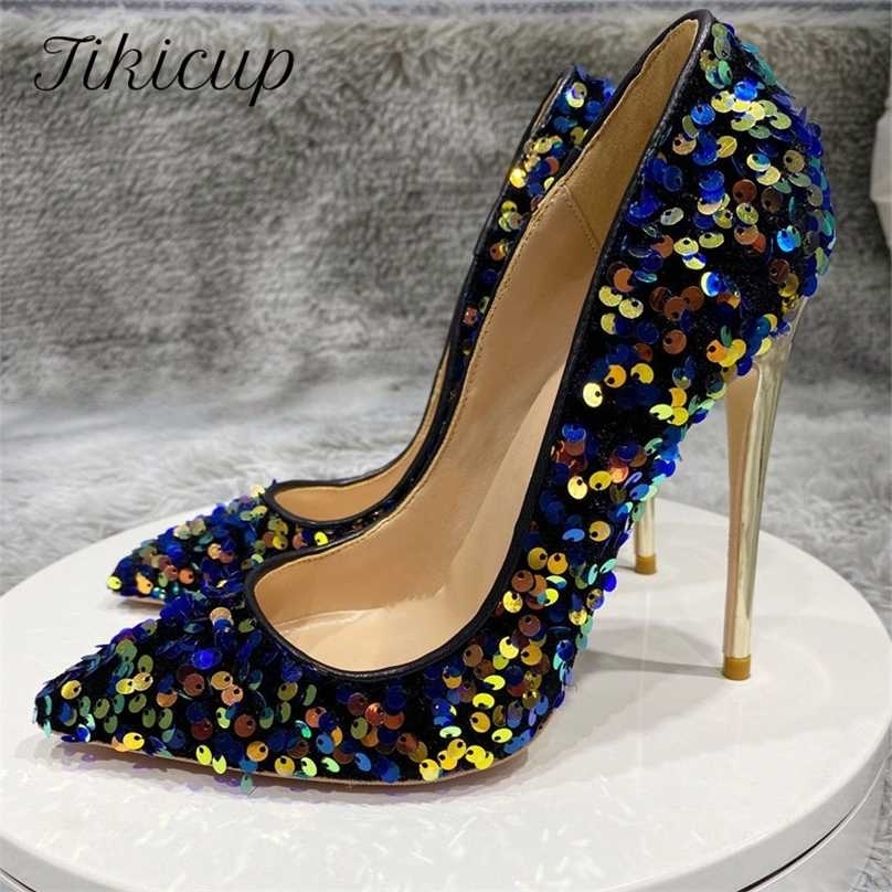 Tikicup Blue Bling Sequin Sexy Extremely High Heels Pointed Toe Slip On Stiletto Chic Pumps Ladies Party Wedding Shoes 211029, 12cm blue
Tikicup Blue Bling Sequin Sexy Extremely High Heels Pointed Toe Slip On Stiletto Chic Pumps Ladies Party Wedding Shoes 211029, 12cm blue