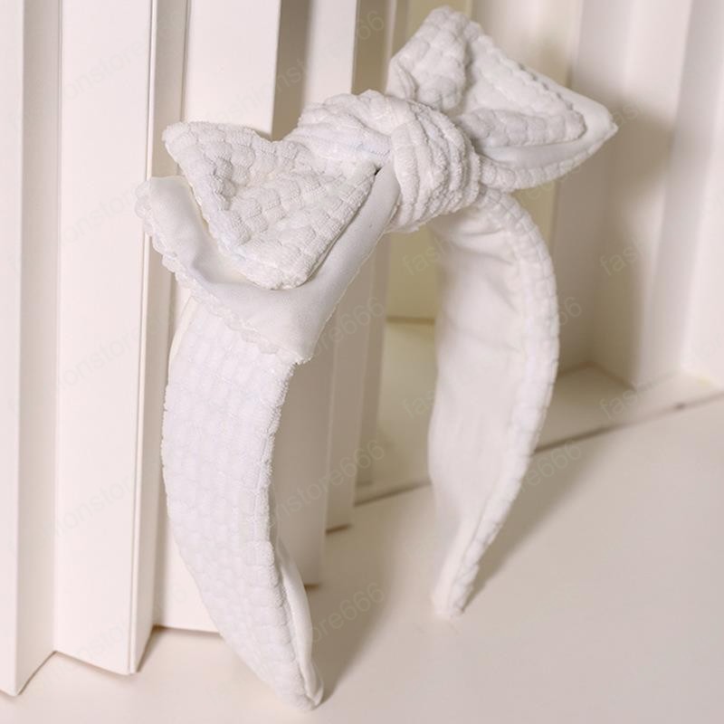 Korean Style Sweet Double Bow Headband Women Fashion All-match Face Wash Hair Hoops New Solid Color Headwear Hair Accessories