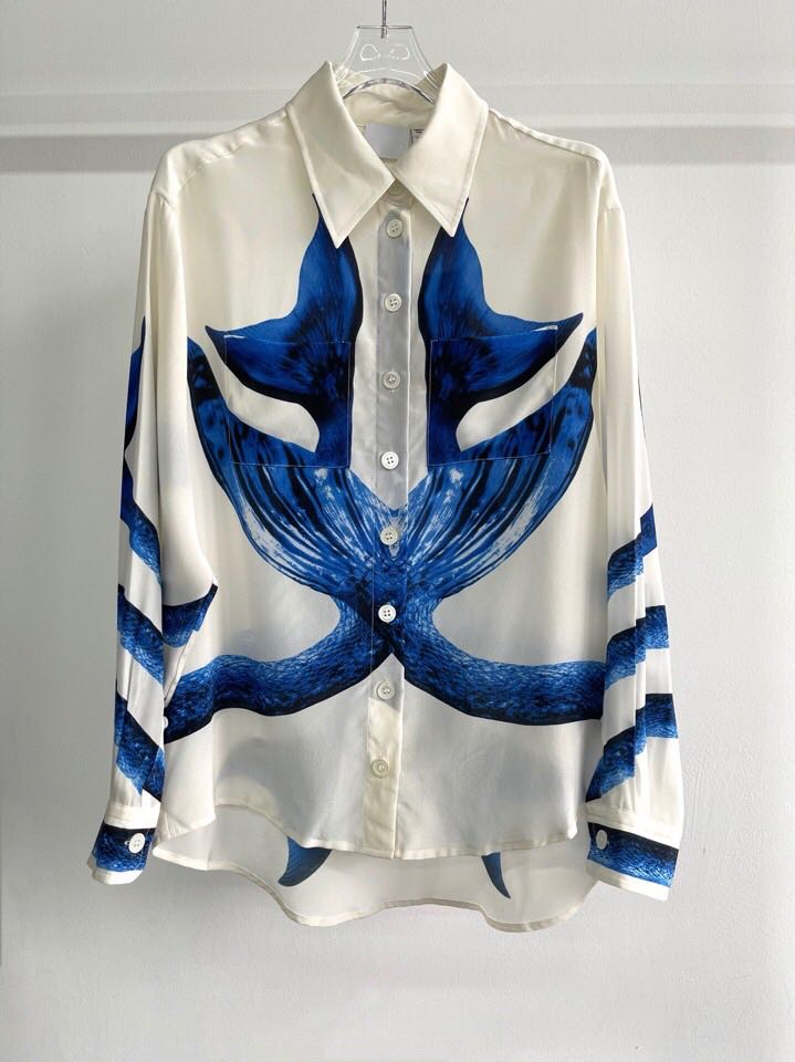 2021 High End Women' Mermaid Tail Tee Print Design Silk Texture Comfortable Shirt Blouse, White
2021 High End Women' Mermaid Tail Tee Print Design Silk Texture Comfortable Shirt Blouse, White
