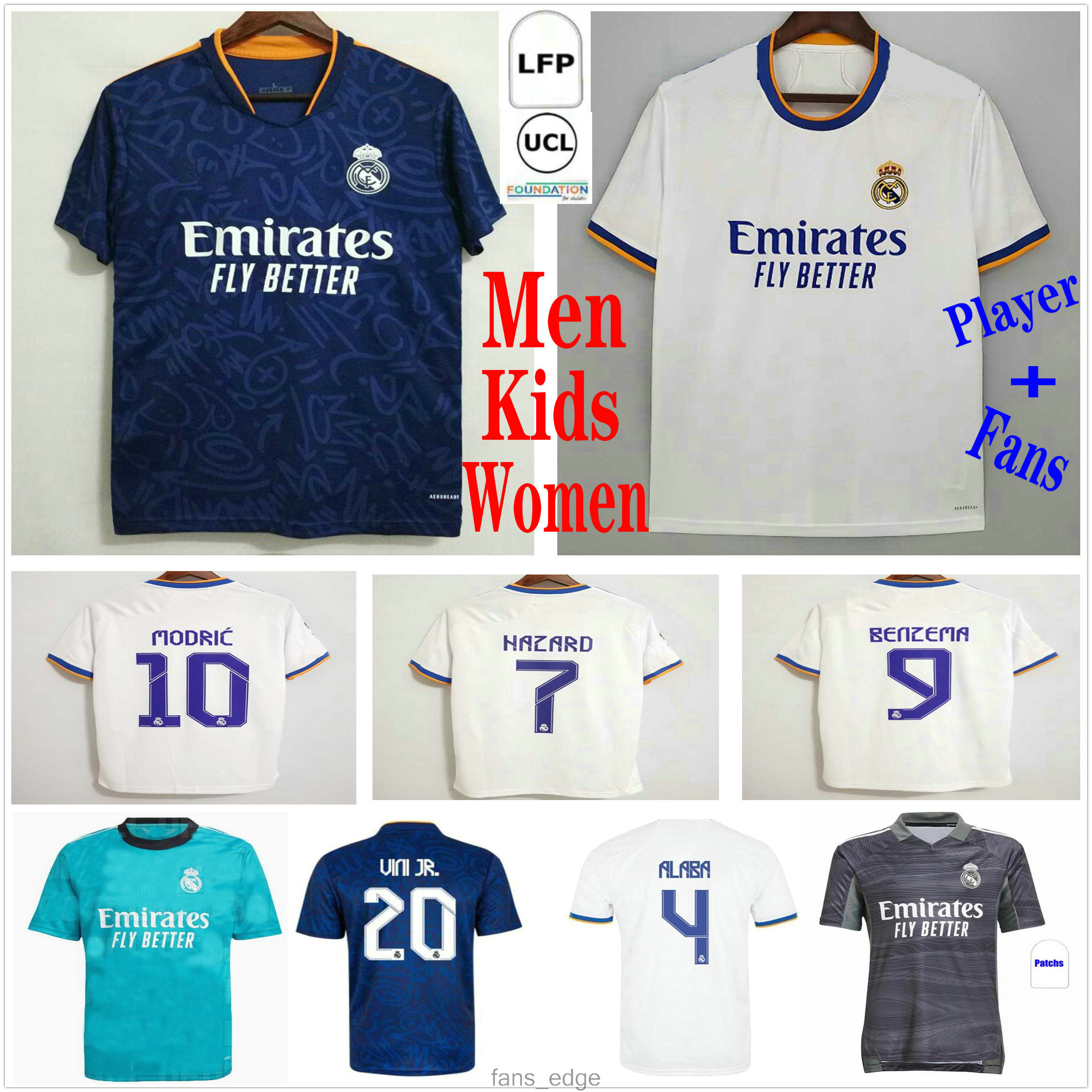 Fans Player 21 22 Real Madrid Soccer Jerseys MBAPPE ALABA BENZEMA HAZARD ASENSIO MODRIC VALVERDE RODRGO VINI JR. Custom 2021 2022 Football Shirt Men Woman Kids Kit, Kids size 16-28
Fans Player 21 22 Real Madrid Soccer Jerseys MBAPPE ALABA BENZEMA HAZARD ASENSIO MODRIC VALVERDE RODRGO VINI JR. Custom 2021 2022 Football Shirt Men Woman Kids Kit, Kids size 16-28