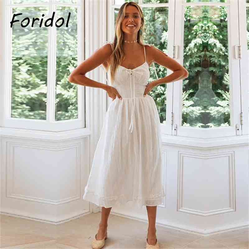 Foridol Solid White Summer Dress Boho Beach Women Clothing Casual Maxi Long Sundress for Women Spring Korean Harajuku Dress 210415