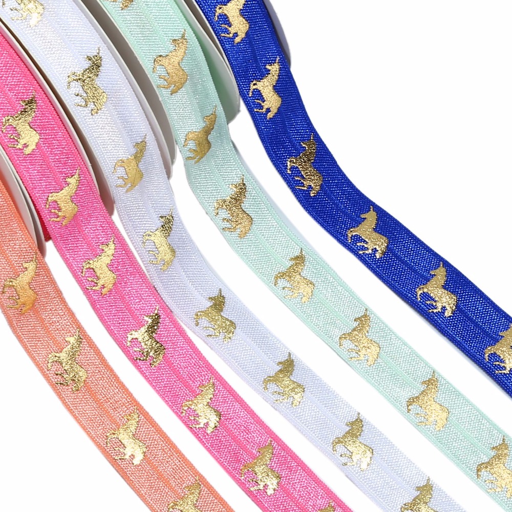 5/8" Gold foil Licorne unicorn FOE ribbon fold over elastic for hair ties garment cloth accessories welcome custom designs
5/8" Gold foil Licorne unicorn FOE ribbon fold over elastic for hair ties garment cloth accessories welcome custom designs
