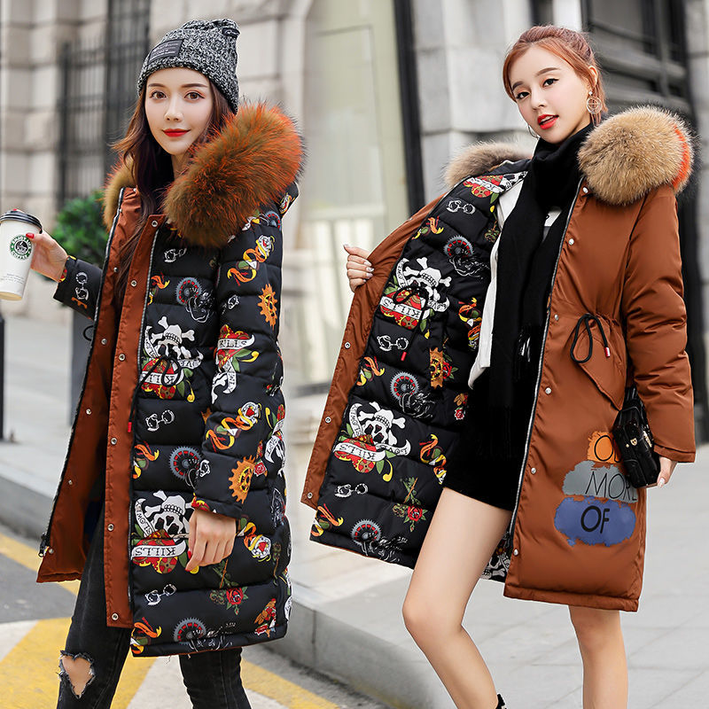 Double 2 Sides Winter Jacket Hooded With Fur Long Female Coat Cotton Padded Thicken Warm Parkas Mujer Invierno D267 210512