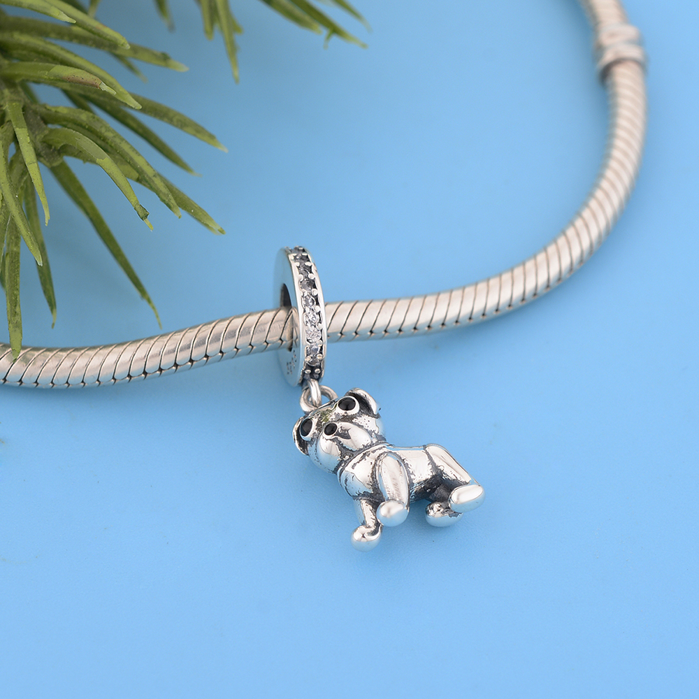 Fit Original Charm Bracelet Authentic 925 Sterling Silver Pets 3D Dog I Love My Pug Bead For Making Berloque DIY
