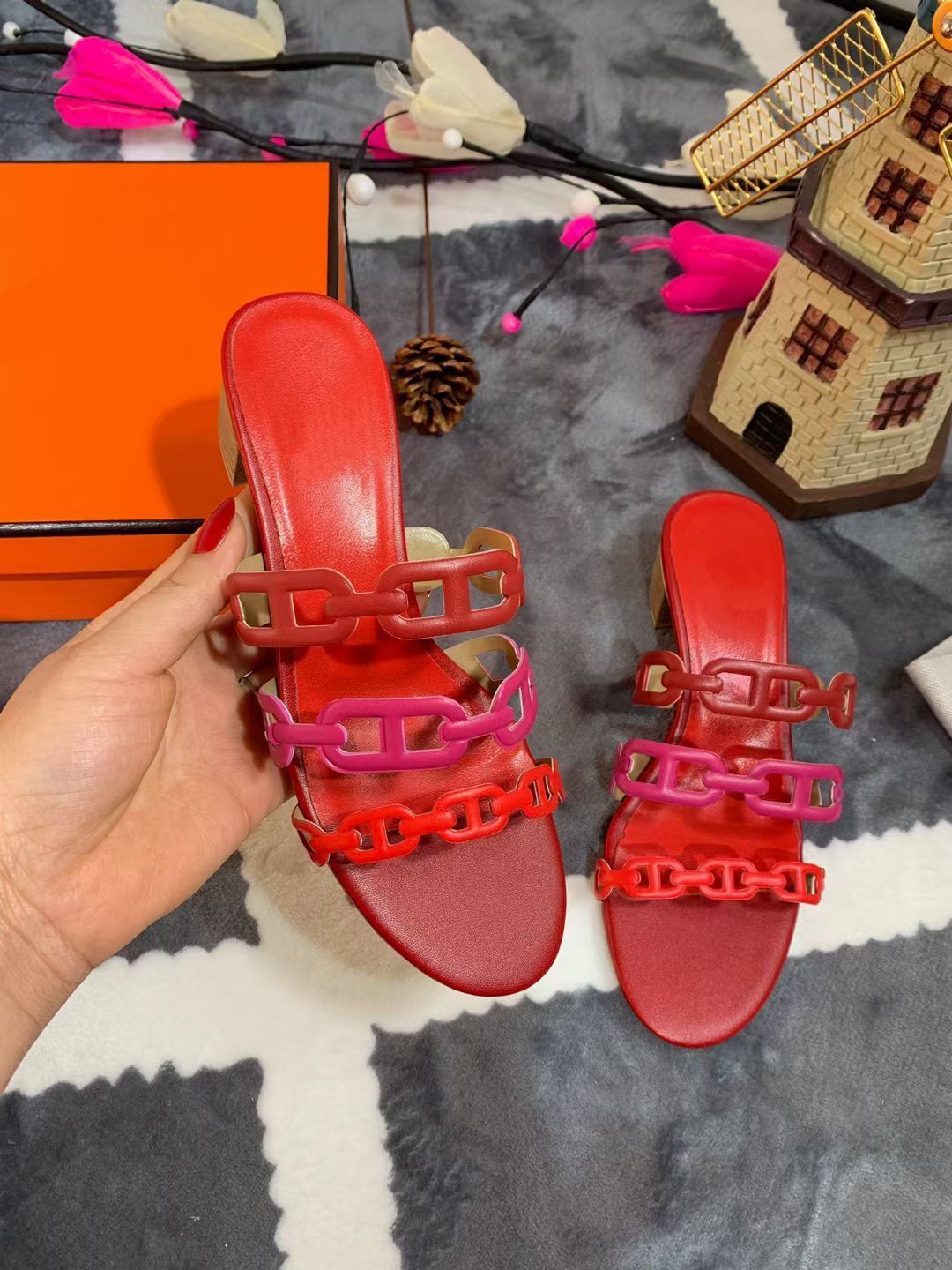 Brand-name slippers ladies sandals rubber flat shoes party wedding mkjy001