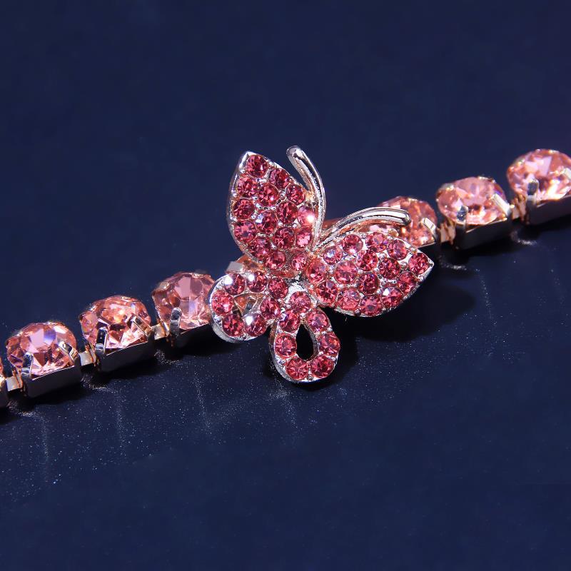 Iced Out Chain Butterfly Choker Necklace Mens Womens Gold Silver Hip Hop Necklaces Jewelry