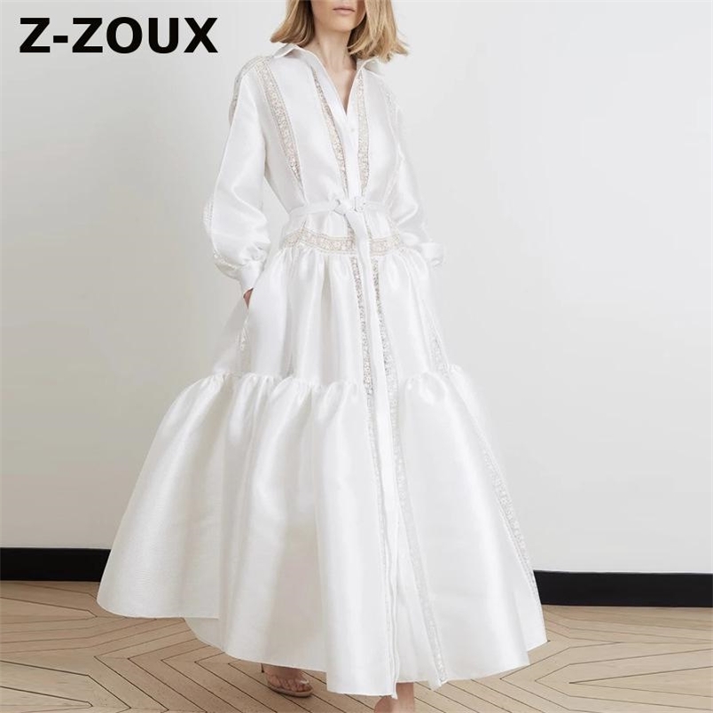 Women Dress Long Sleeve Hollow Out Vintage White Dresses Plus Size Sexy Bandage Woman Party Night 202 210513