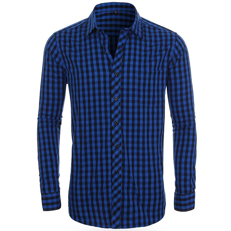 Men's Clothing Cotton Plaid Casual Shirt Button Up Turn-down Collar Single Breasted Regular Korean Clothes 38 44 Shirts