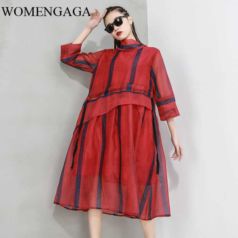 Europe Mesh Plus Size Dress Fashion Women Patchwork Striped Irregular Hem Perspective Casual Style Loose 4J89 210603, Blue dmy4341
Europe Mesh Plus Size Dress Fashion Women Patchwork Striped Irregular Hem Perspective Casual Style Loose 4J89 210603, Blue dmy4341