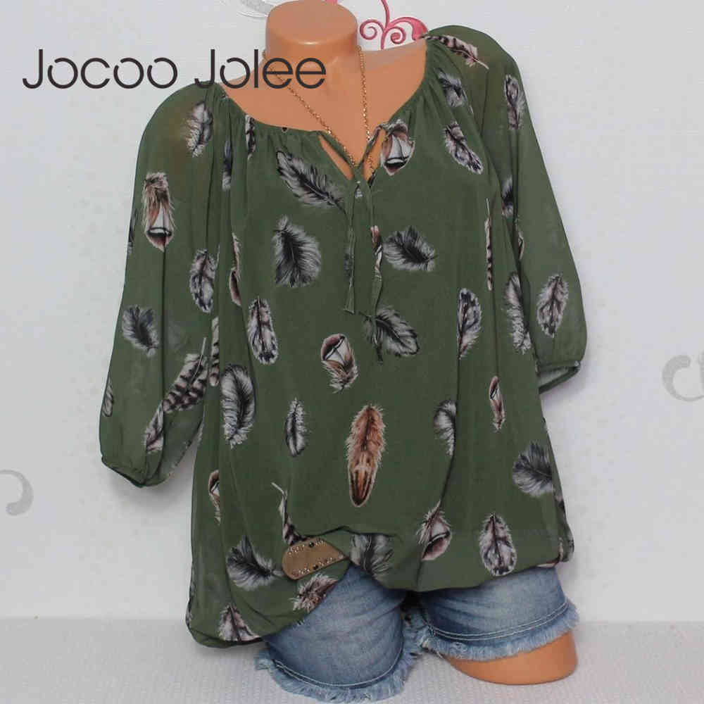 Fashion 5XL Plus Large Size Women's Blouses Summer Tops Leisure Blouse White Loose Feather Print V Neck Half Sleeve Shirts 210428