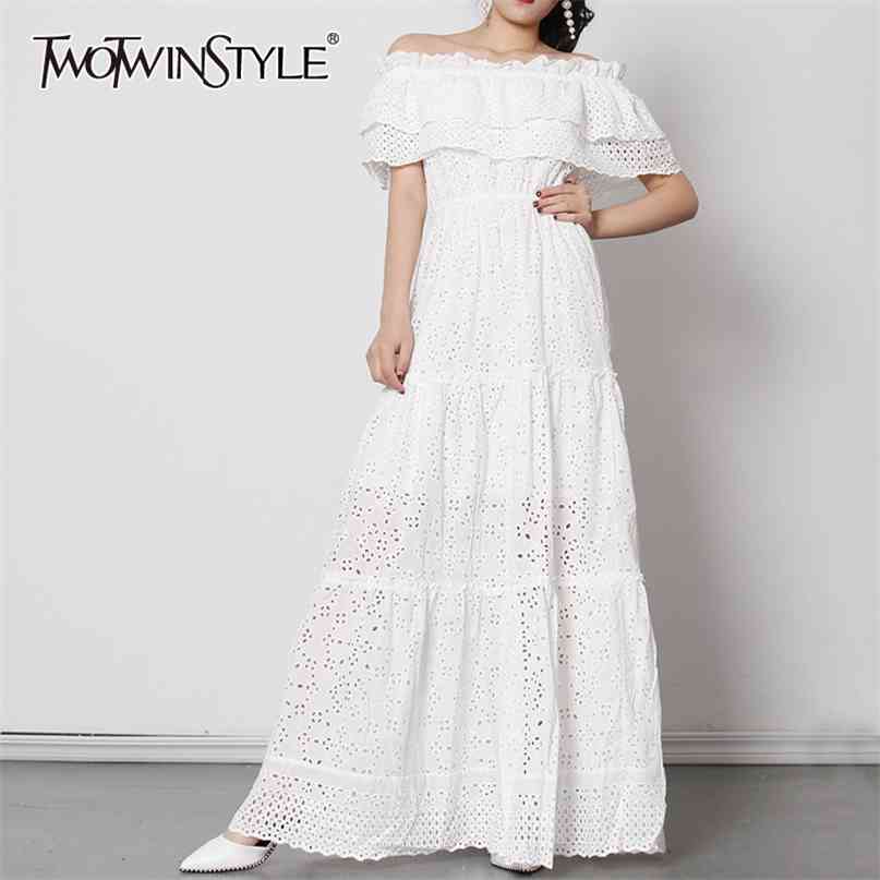 Elegant Hollow Out Women Dress Slash Neck Puff Short Sleeve High Waist Ruched Maxi A-Line Dresses For Female 210520, White
Elegant Hollow Out Women Dress Slash Neck Puff Short Sleeve High Waist Ruched Maxi A-Line Dresses For Female 210520, White