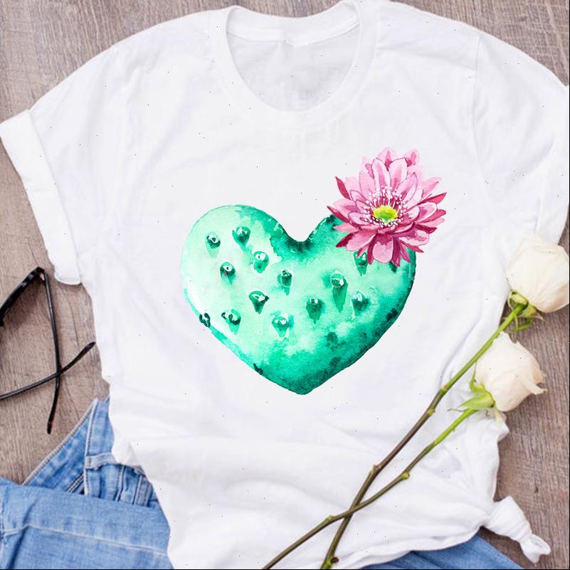 graphic cactus plant love womens t shirt floral flower printing 90s clothing tees print, White 
graphic cactus plant love womens t shirt floral flower printing 90s clothing tees print, White