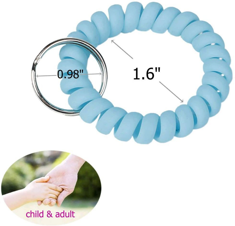 Wrist Coil Keychains Wristband Spring Spiral Stretchy Key Rings Holder Elastic Fashion Hairband Plastic Phone Rope Cord Wire Keyrings Chains for Gym P