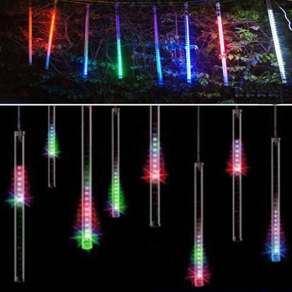 2021 LED Meteor Shower Rain Lights,Drop Icicle Snow Falling Raindrop 30cm 8 Tubes Waterproof Cascading lights for Wedding Xmas Home Decor
