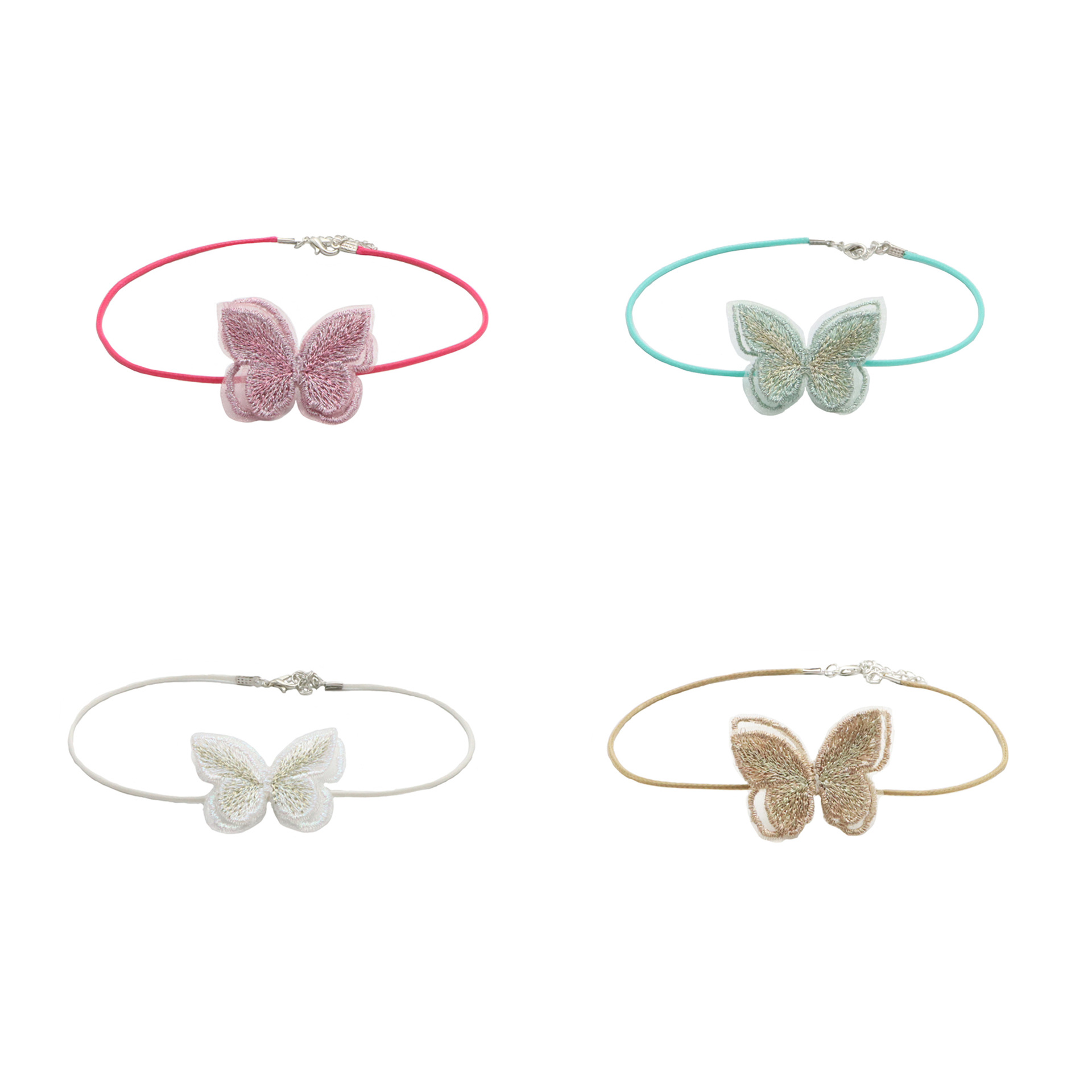 New Jewelry Spring and Summer Accessory Super Fault Color Embroidery Butterfly Choker Necklace Short Clavicle Chain Necklace
