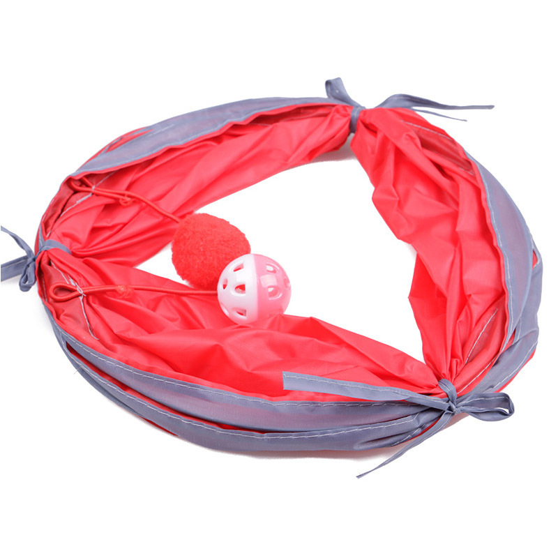 Intelligence Drill Barrels Cat Tunnel Interactive Toys Two-way Tunnels Foldable Hanging Ball Pet Accessories