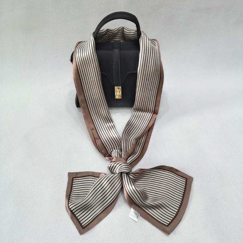 Natural Pure Silk Neck Scarf Twill Two Layers Lengthen Neckerchief HandBag Strip Tie Fashion Skinny Long Scarves