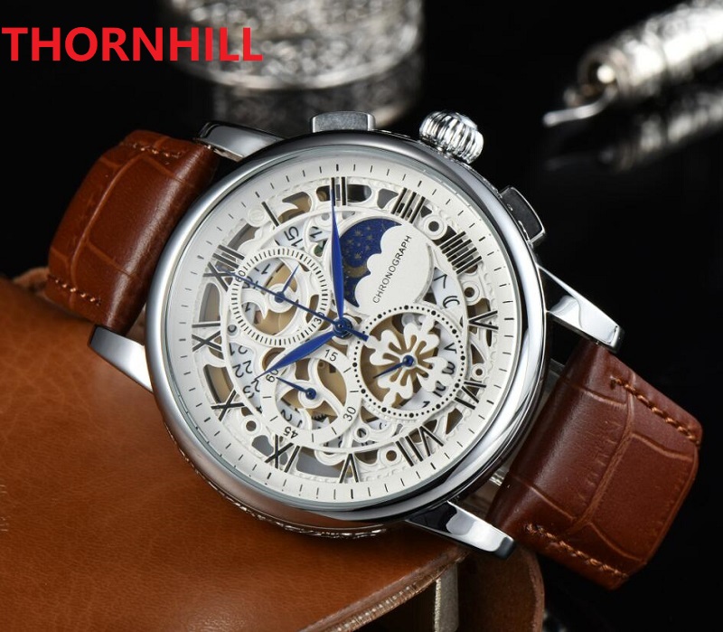 Mens Skeleton Designer Stopwatch Watches Leather Strap Japan Quartz movement Chronograph Wristwatch Fashion Business Luxury Men Gift Party Clock, As pic
Mens Skeleton Designer Stopwatch Watches Leather Strap Japan Quartz movement Chronograph Wristwatch Fashion Business Luxury Men Gift Party Clock, As pic