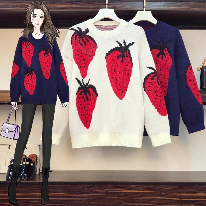 Women's Sweaters Strawberry Jacquard Sweet Plus Large Size Oversize Korean Style Fashion Pullovers For Autumn Clothing Ladies, White;black
Women's Sweaters Strawberry Jacquard Sweet Plus Large Size Oversize Korean Style Fashion Pullovers For Autumn Clothing Ladies, White;black