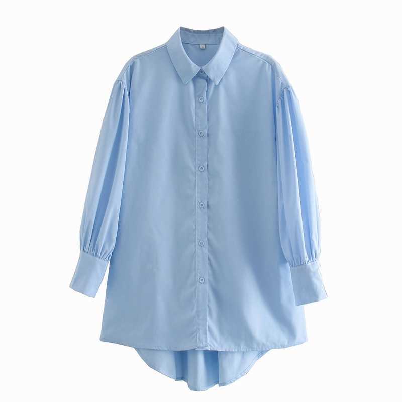 Stylish Women Long Shirt Spring Fashion White and Black Blouse Modern Lady Loose Long Sleeve Shirts 210602