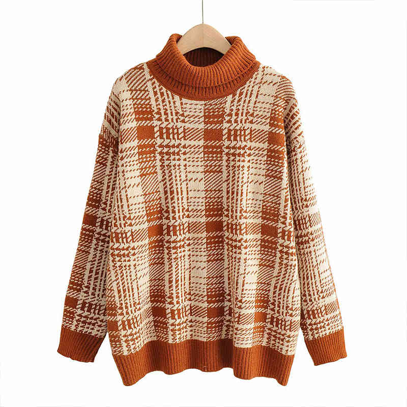 Paris Girl Knitwear Turtleneck Autumn Winter Sweaters Plaid Long Sleeve Jumpers Fashion Sweater 210524, Coffee
Paris Girl Knitwear Turtleneck Autumn Winter Sweaters Plaid Long Sleeve Jumpers Fashion Sweater 210524, Coffee