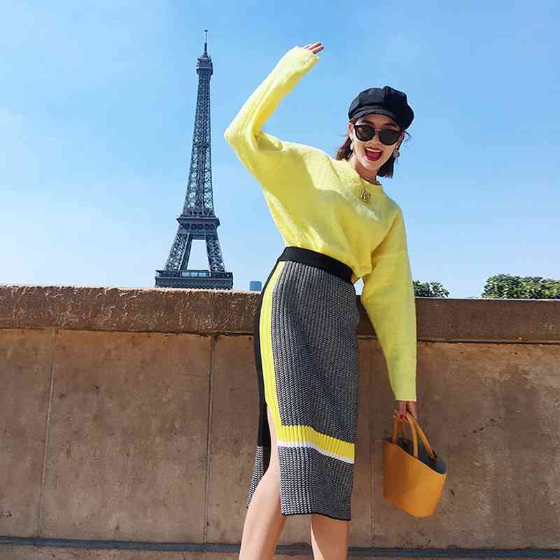 Candy colors Sweater Sets Autumn Loose O-neck Knitted Pullover Tops and Patchwork Plaid Bodycon Pencil Skirt 2 Piece 210525, Fuchsia
Candy colors Sweater Sets Autumn Loose O-neck Knitted Pullover Tops and Patchwork Plaid Bodycon Pencil Skirt 2 Piece 210525, Fuchsia