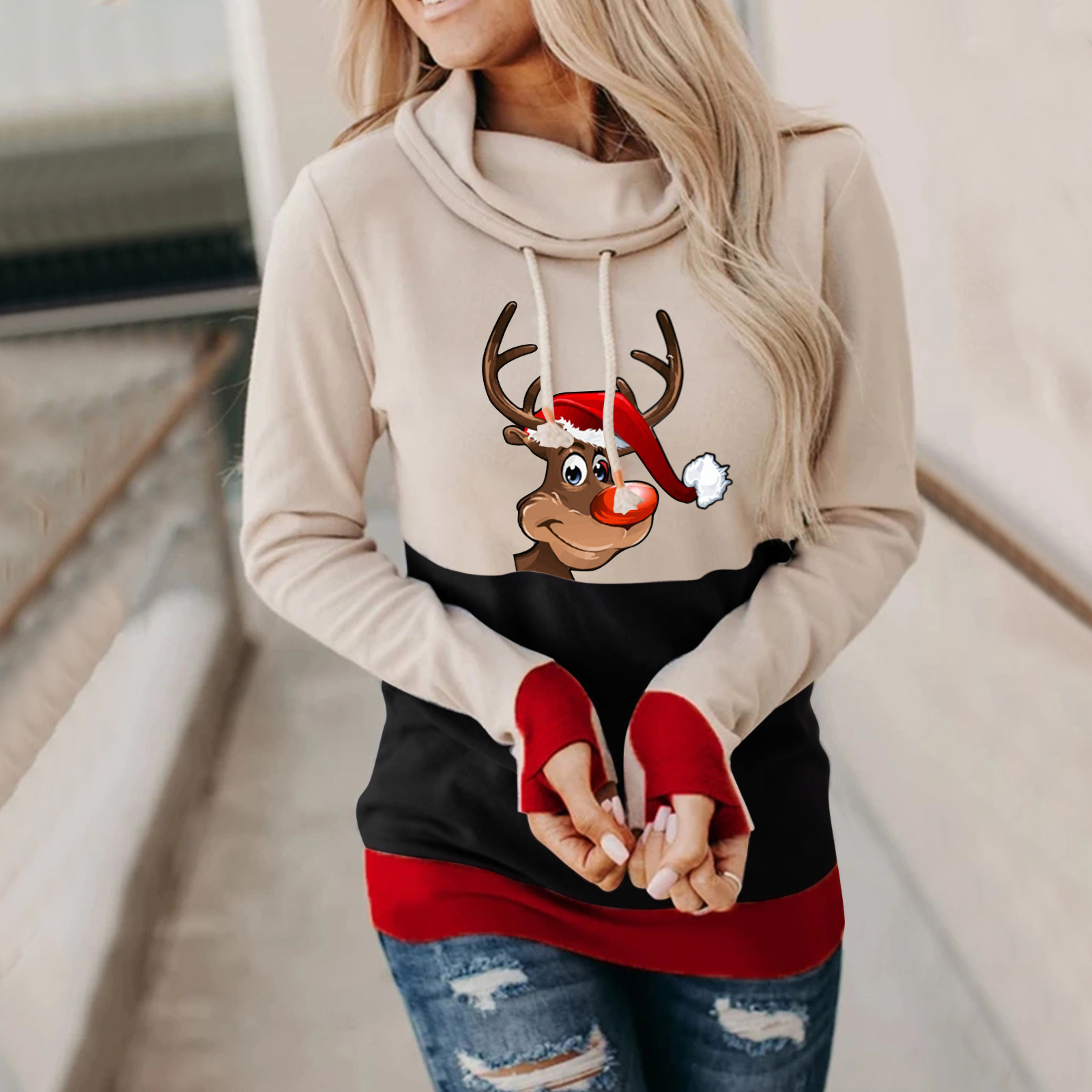 Christmas Elk Print Women' Hoodie Ladies Comfortable Loose Party Holiday Show Long Sleeve, Picture3
Christmas Elk Print Women' Hoodie Ladies Comfortable Loose Party Holiday Show Long Sleeve, Picture3