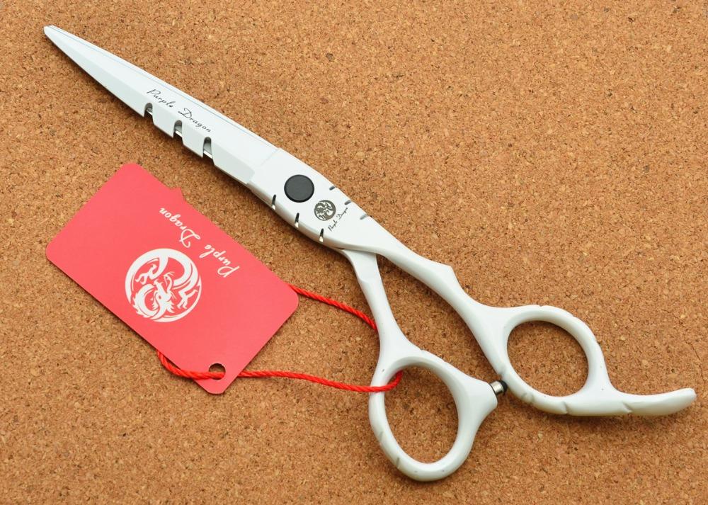 Hair Scissors 6'' Purple Dragon Japan 440C White Hairdressing Cutting Shears Thinning Z1010 Professional Human
