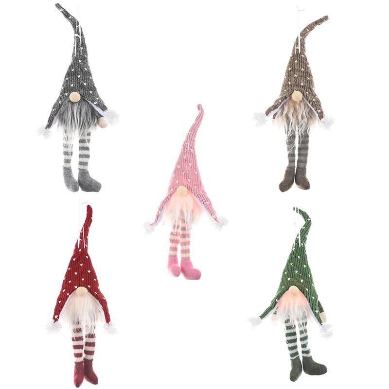 24 Hours Shipping!! ED Light Christmas Tree Wool Gnome Doll Pendants Ornaments Knitting Crafts Kids Gift Xmas Party Decorations gyq