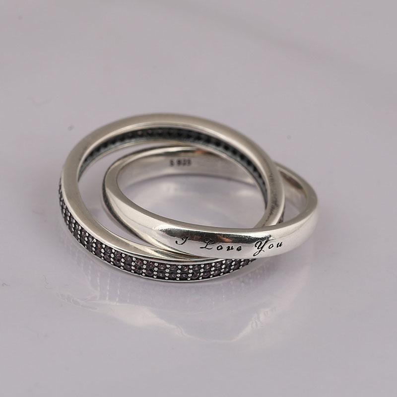 Cluster Rings Genuine 925 Sterling Silver Sweet Promise I Love You Double Buckle Ring CZ Compatible With European Jewelry
Cluster Rings Genuine 925 Sterling Silver Sweet Promise I Love You Double Buckle Ring CZ Compatible With European Jewelry