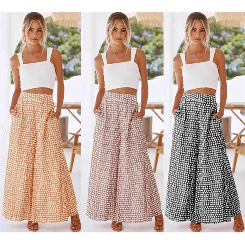 Ladies Fashion High Waist Summer Long Pant High-Waist Wide-Leg Women Dot Print Beachwear alones De Mujer 210517, Pink
Ladies Fashion High Waist Summer Long Pant High-Waist Wide-Leg Women Dot Print Beachwear alones De Mujer 210517, Pink