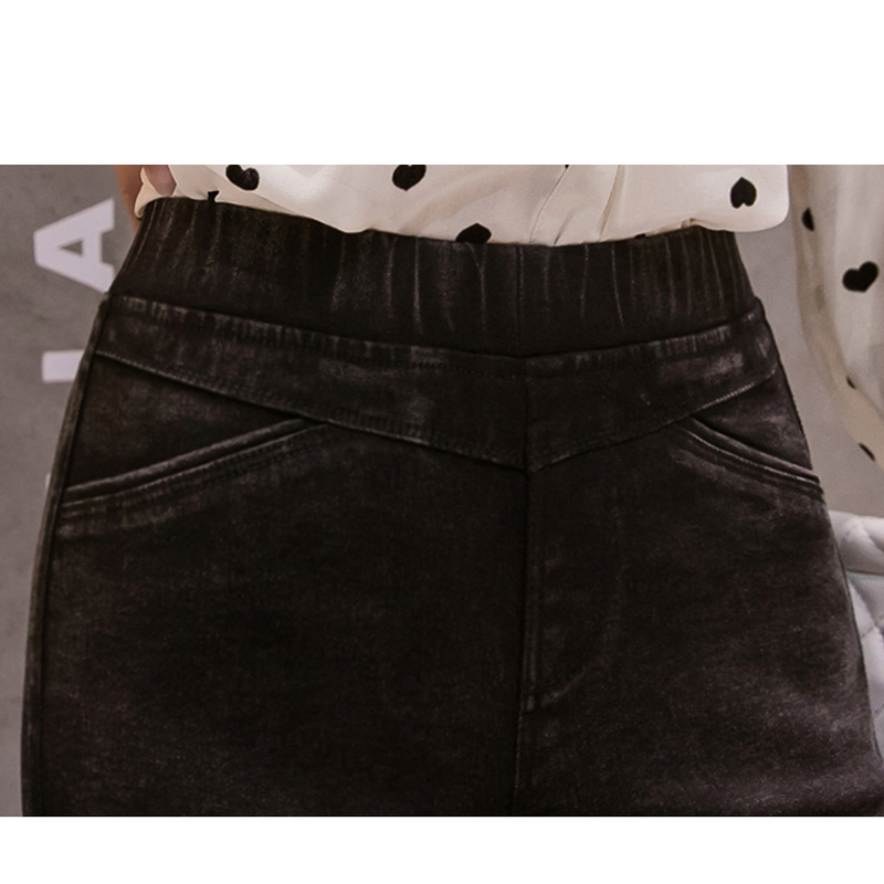 Women Pencil Pants Denim Skinny Ripped Fat Plus Size Long Soft High Waist Jeans Women's Trousers Solid Slim 7749 50 210417