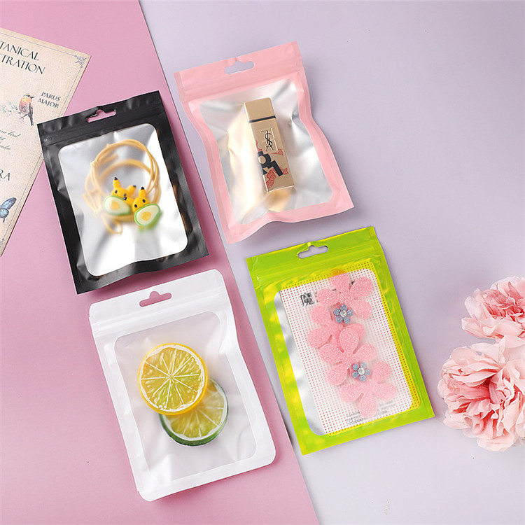 8 Colors General Matte Aluminum Foil Zip Lock Gift Bags Frosted Window Resealable Jewelry Trinkets Tea Snack Candy Wedding Party Gifts Hanging Display
