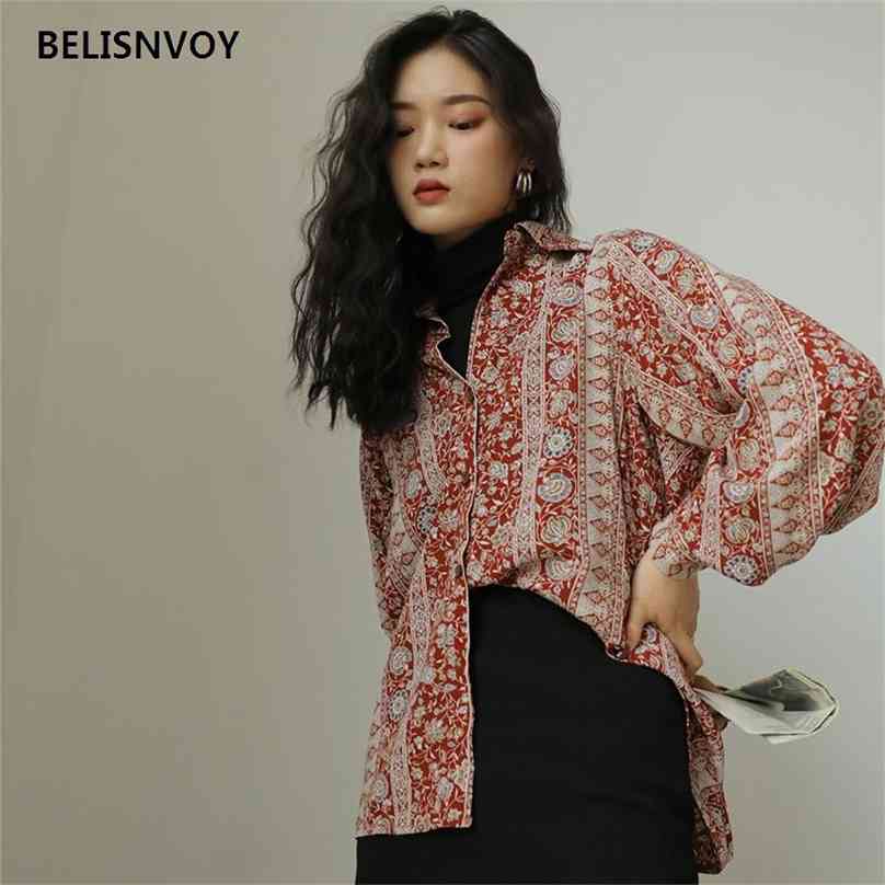 Vintage Floral Shirt Women Spring Fall Button Up Ladies Top Lantern Sleeve Blouse Korean Printed Female s Chic Tops 210520, Brown
Vintage Floral Shirt Women Spring Fall Button Up Ladies Top Lantern Sleeve Blouse Korean Printed Female s Chic Tops 210520, Brown