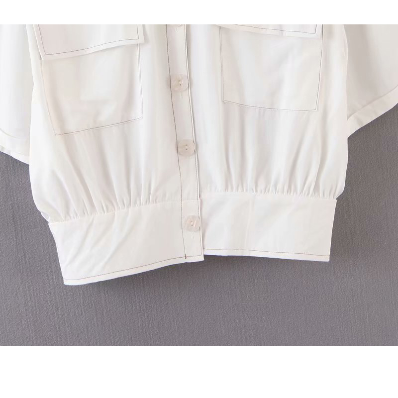 Summer Fashion Wild Harajuku Women's Shirt Lapel Single-breasted Tooling Loose Line Simple Personality Chic Female Top 210507