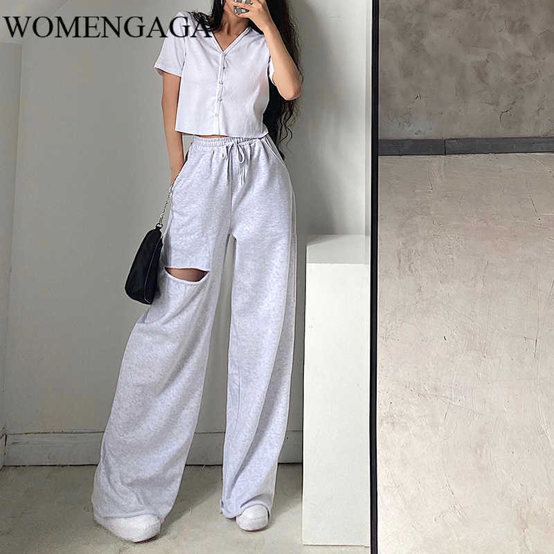 WOMENGAGA High Waist Drawstring Hole Loose All-match Sweatpants Hip Hop Pants Casual Cotton Womens Autumn PXZO 210603, Light gray
WOMENGAGA High Waist Drawstring Hole Loose All-match Sweatpants Hip Hop Pants Casual Cotton Womens Autumn PXZO 210603, Light gray