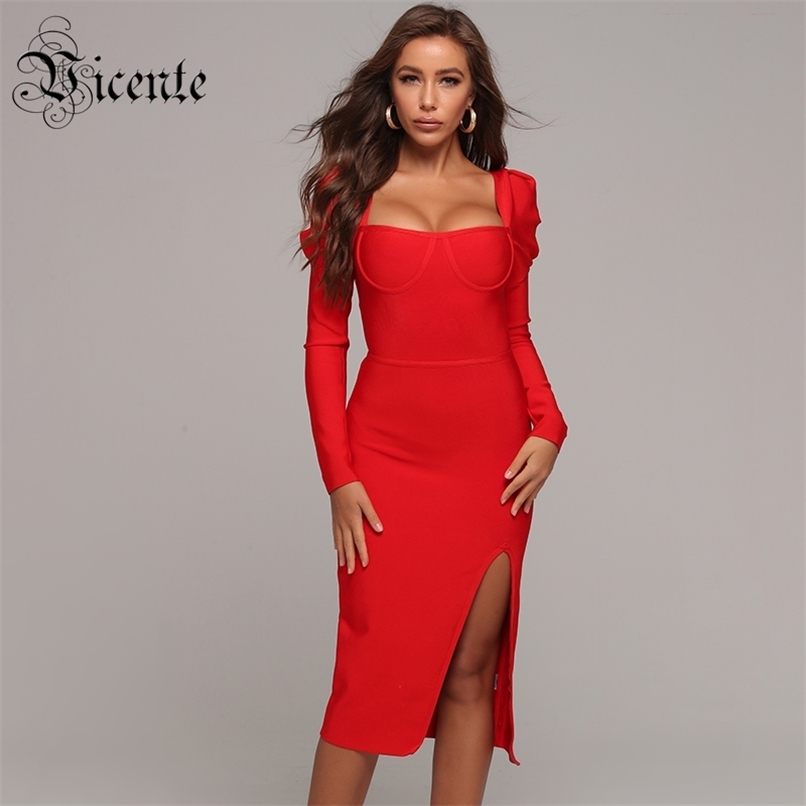 Chic Red Dress Puff Sleeves Design Sexy Split Midi Celebrity Party Club Bandage 210520
Chic Red Dress Puff Sleeves Design Sexy Split Midi Celebrity Party Club Bandage 210520