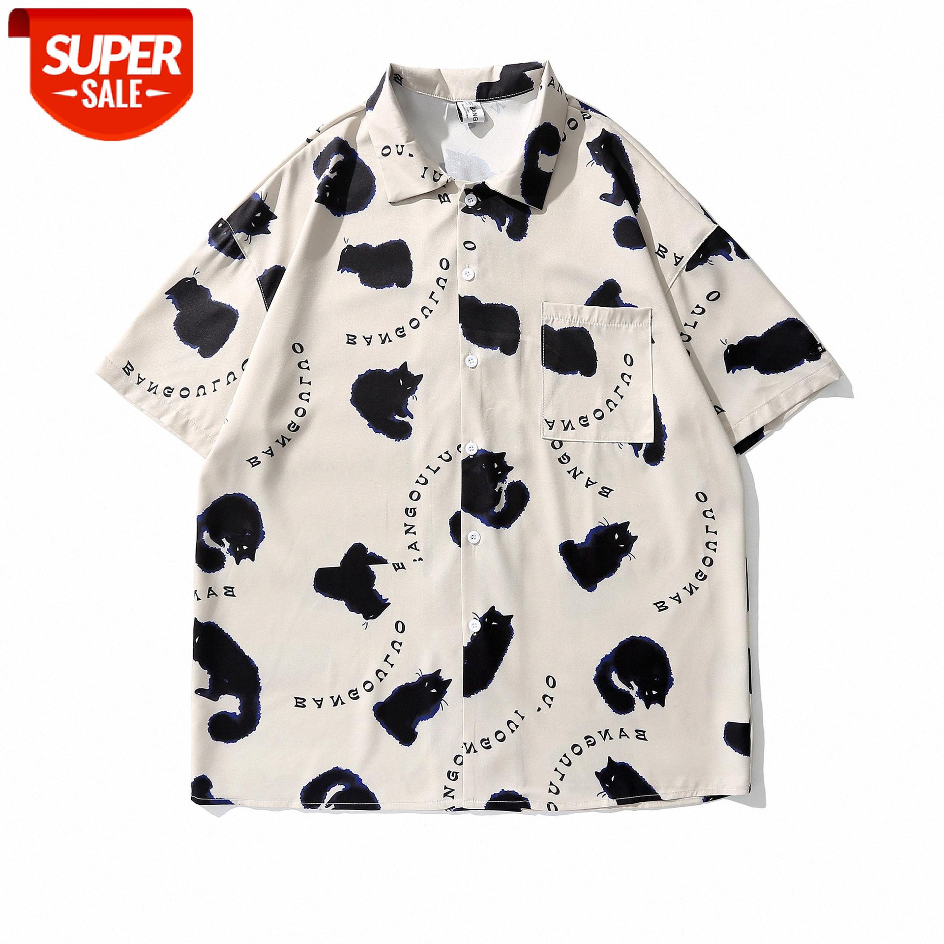 Cat full print short-sleeved shirt male hip-hop flow loose casual jacket retro couple top #AZ7x, White;black
Cat full print short-sleeved shirt male hip-hop flow loose casual jacket retro couple top #AZ7x, White;black